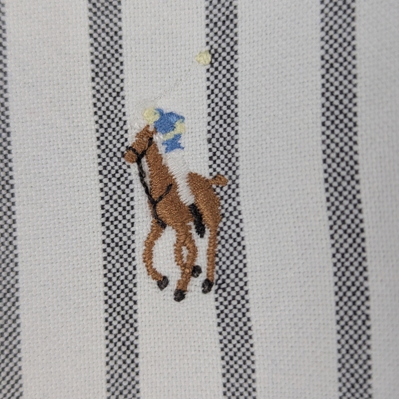 Ralph Lauren Yarmouth 17/35 White With Dark Gray Stripes Some Wear At The Collar - Picture 5 of 12